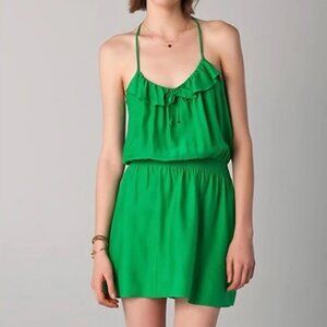 PARKER Silk Cami Dress in Emerald Green, size S